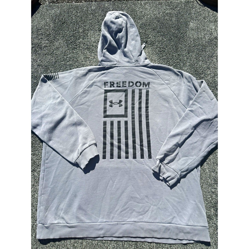 Under Armour Freedom Hoodie Mens XXL Gray American Flag Tactical Pullover USA
